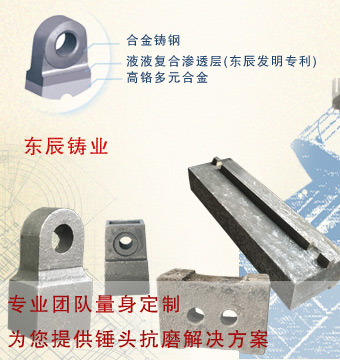 東辰實業發明專利雙金屬液液復合錘頭 兼具生產各種破碎機篩分設備